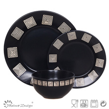 18PCS Square Design Set de dîner en céramique noire